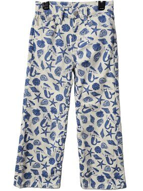 Old Navy Baggy Wide Leg Jeans 8 High Rise Adjust Waist Mermaid Beach White Blue